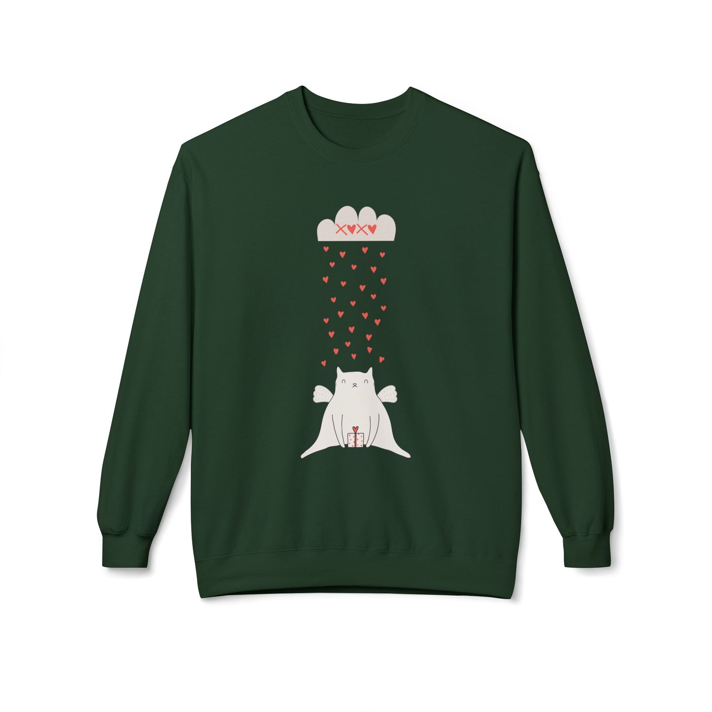 Cat, XoXo, Love - Unisex Midweight Softstyle Fleece Crewneck Sweatshirt - 11554