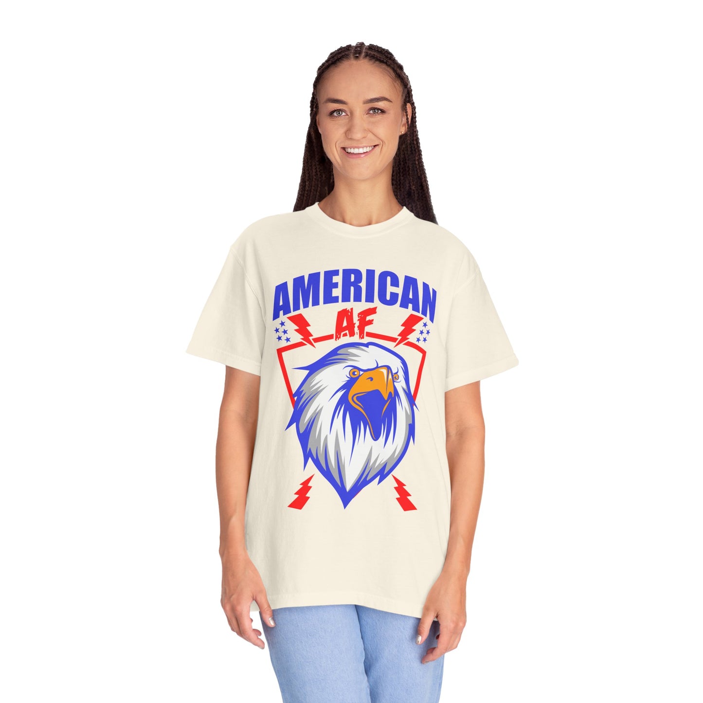 Patriotic Eagle T-Shirt, American AF Graphic Tee, Unisex Tee, 4th of July Shirt, Casual Wear, Gift for Patriots, Summer Style - 13731
