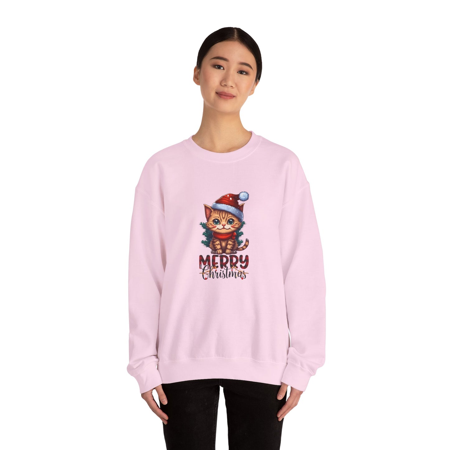 Merry Christmas, Cat - Unisex Heavy Blend™ Crewneck Sweatshirt