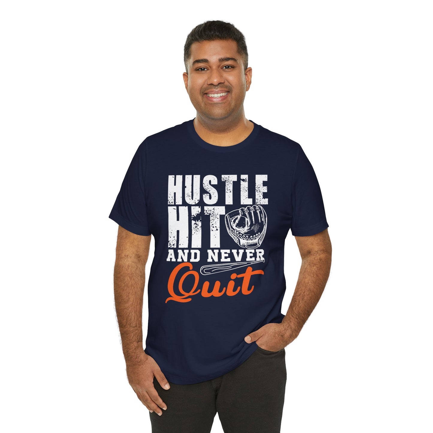 Baseball: Hustle Hit And Never Quit - Unisex Jersey Short Sleeve Tee - 13859