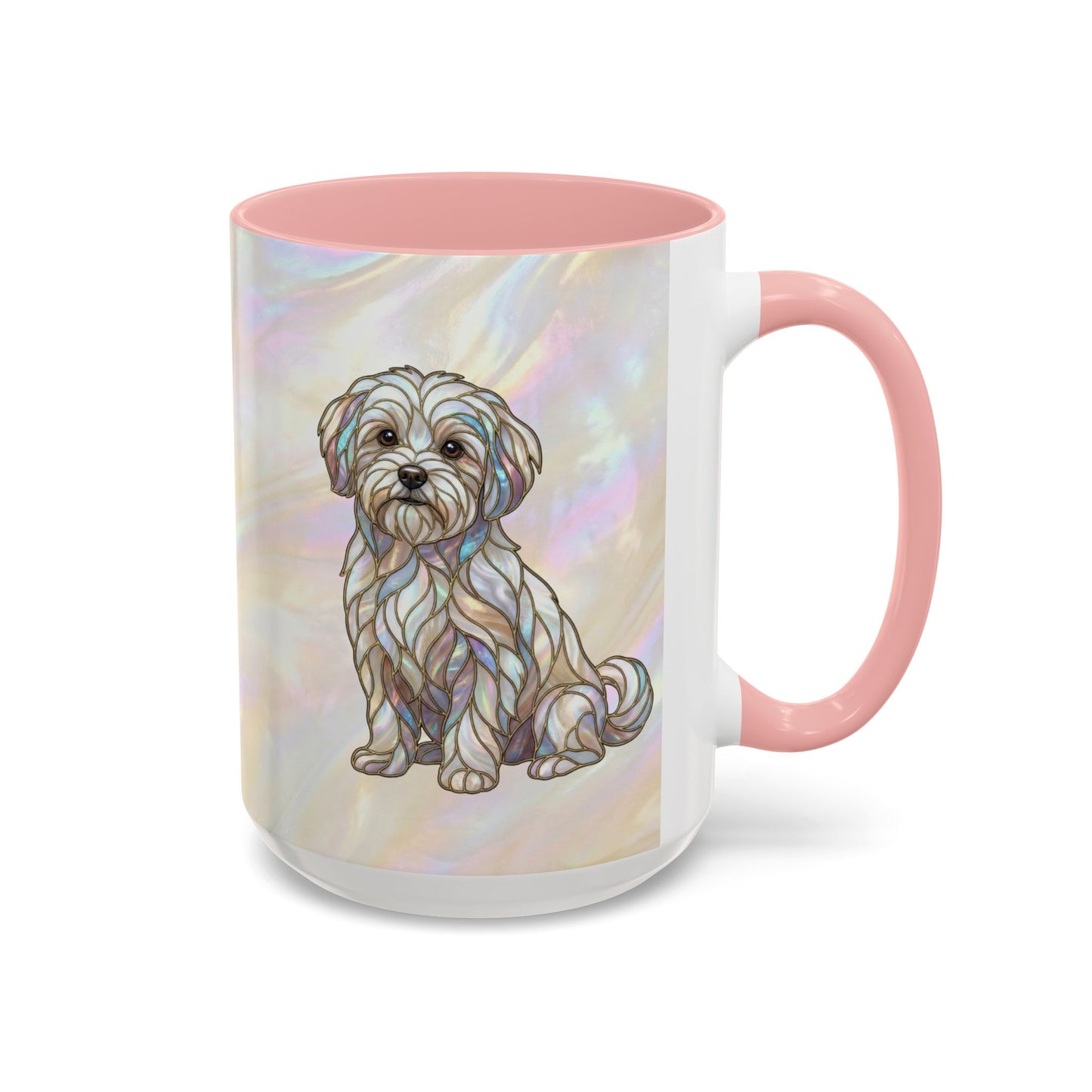Maltese Dog Accent Coffee Mug – Stained Glass Design 11/15oz - 14642
