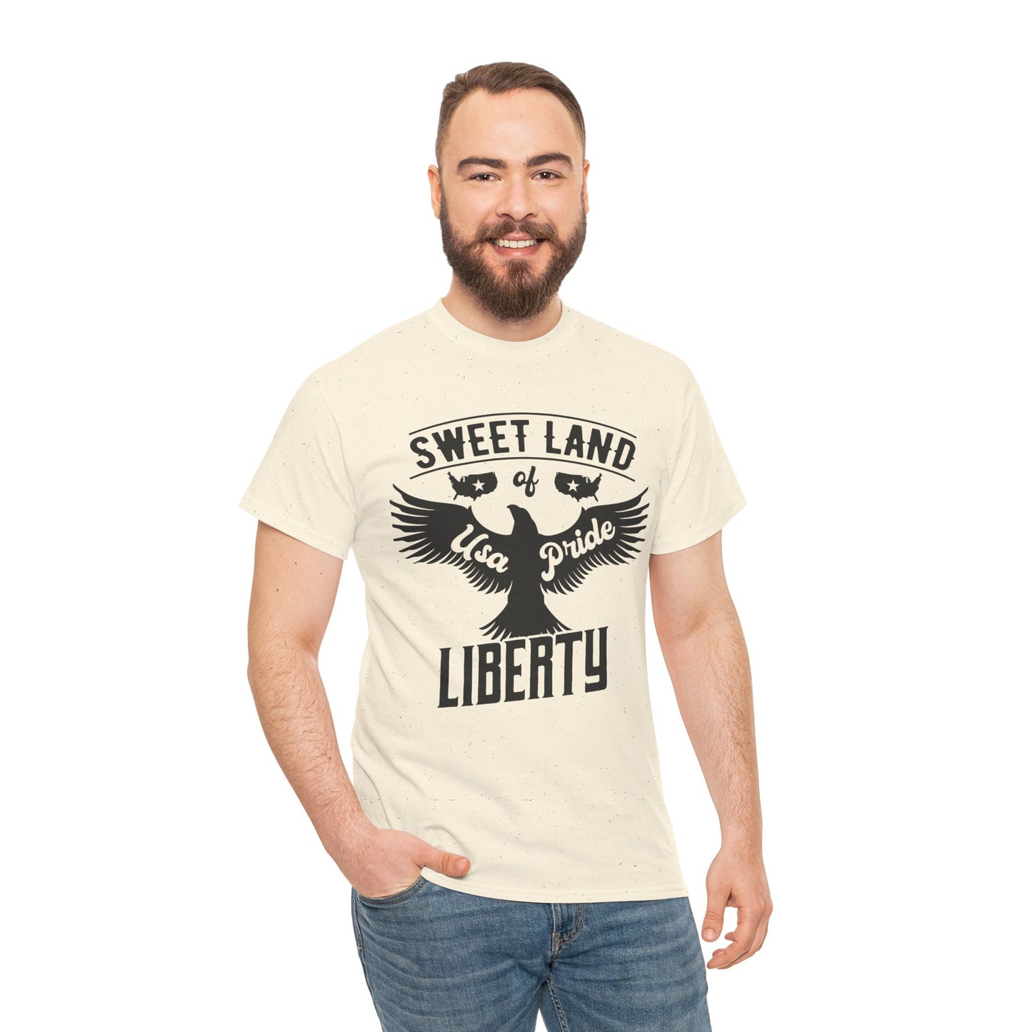 Sweet Land of Liberty Design, Unisex Heavy Cotton Tee: Patriotic T-shirt, Gift for Freedom Lovers, Casual Wear, Independence Day Shirt - 13492
