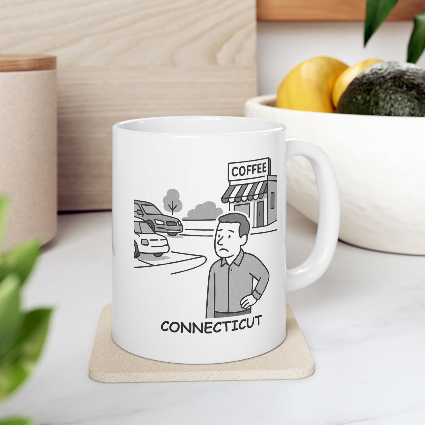 "Connecticut: Where it’s easier to find a coffee shop than a parking spot." Coffee Mug - 13835