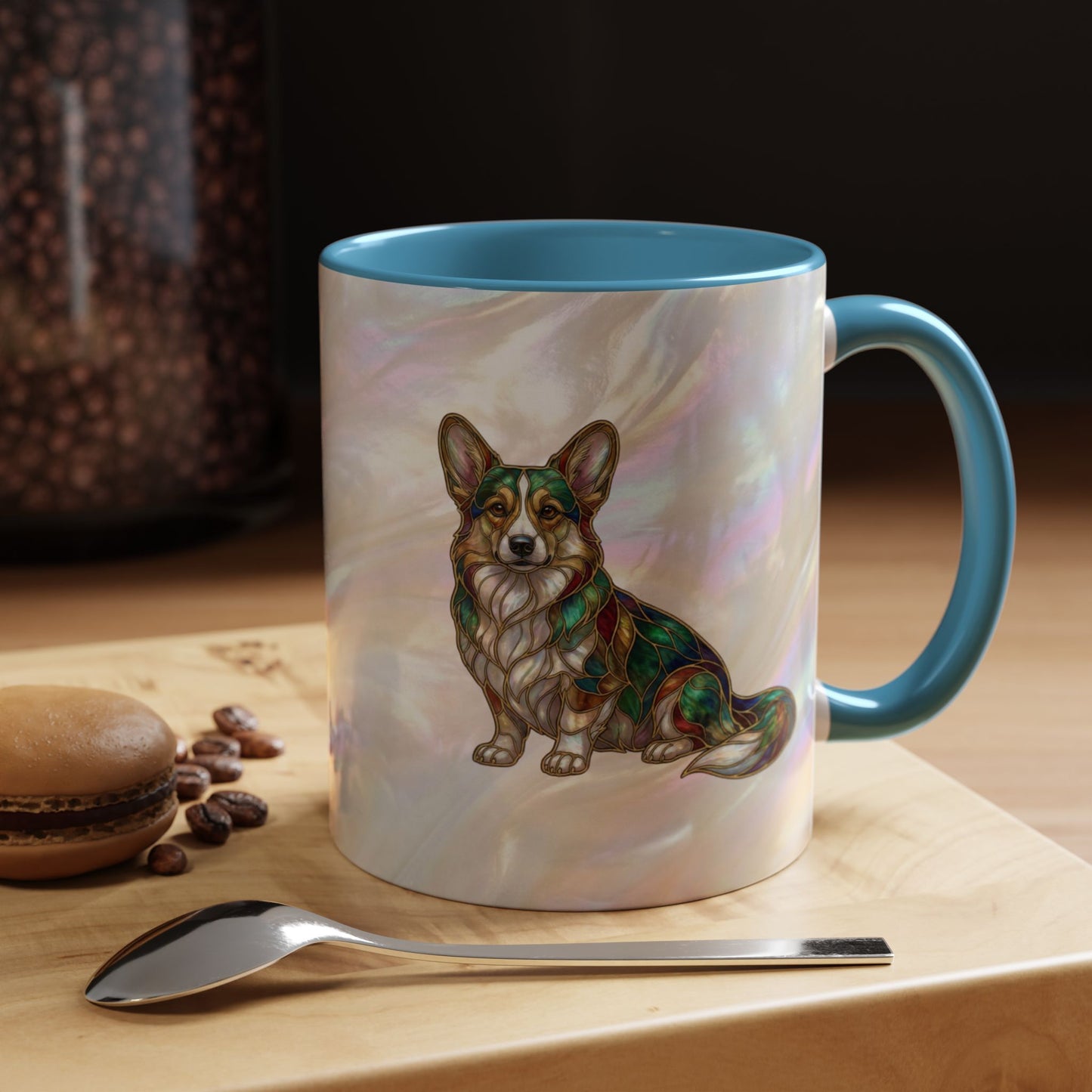 Corgi Accent Coffee Mug -Stained Glass Style (11/15oz) - 14627