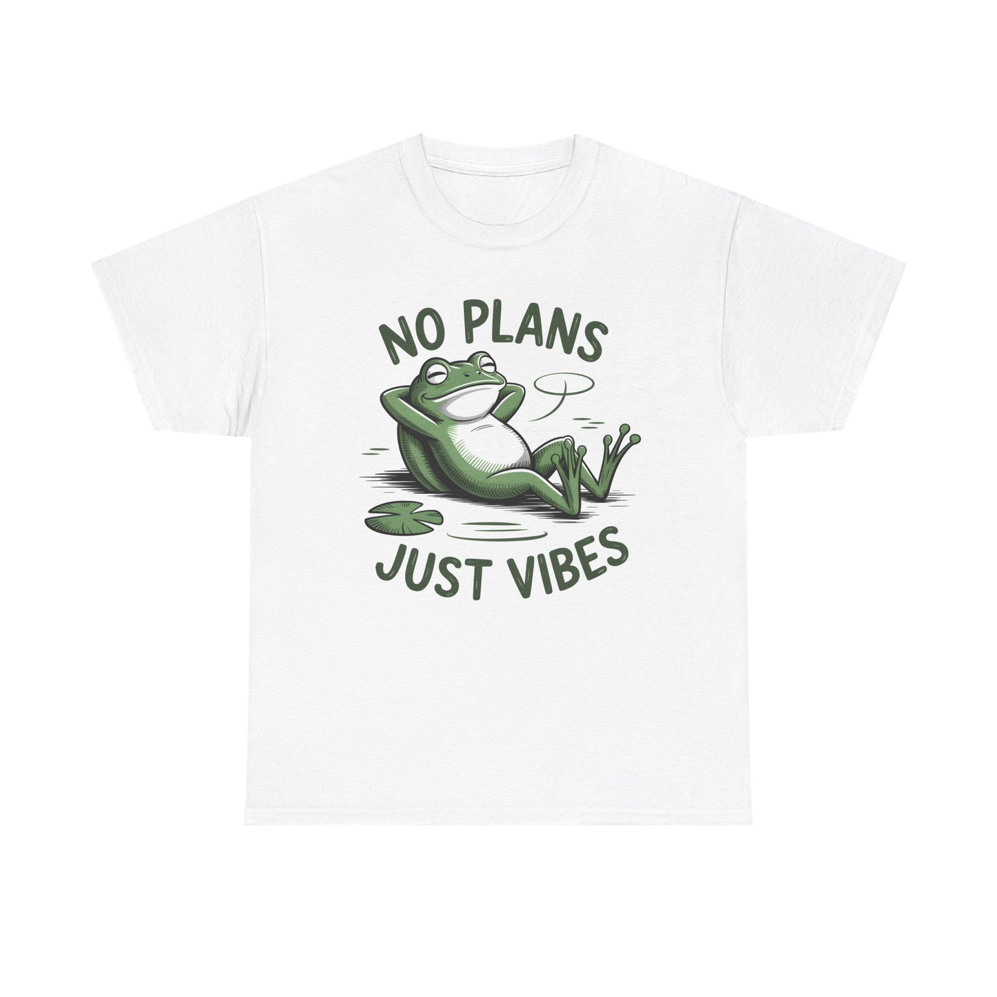 Funny Frog T-Shirt – “No Plans Just Vibes” Relaxed Graphic Tee - 14857
