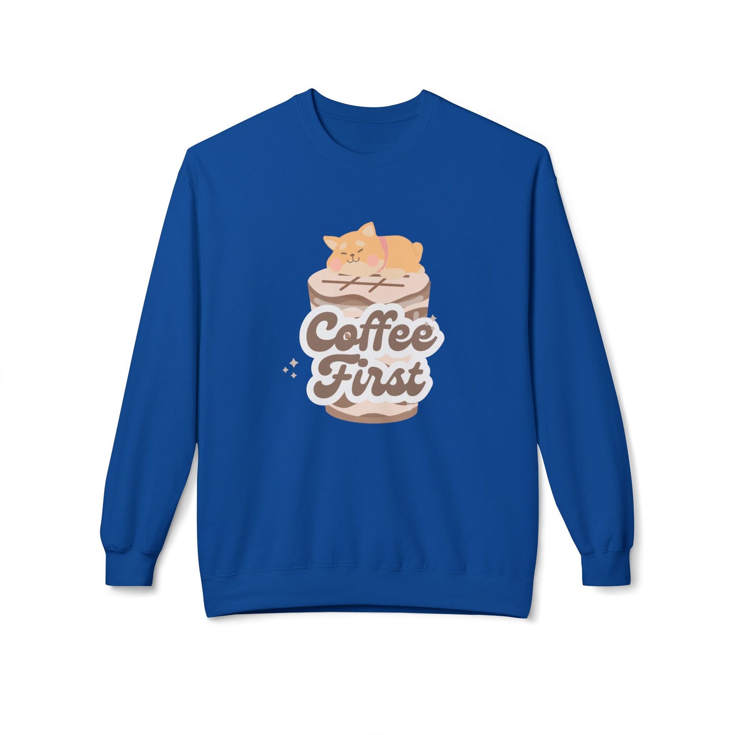 Coffee First - Unisex Midweight Softstyle Fleece Crewneck Sweatshirt - 11344