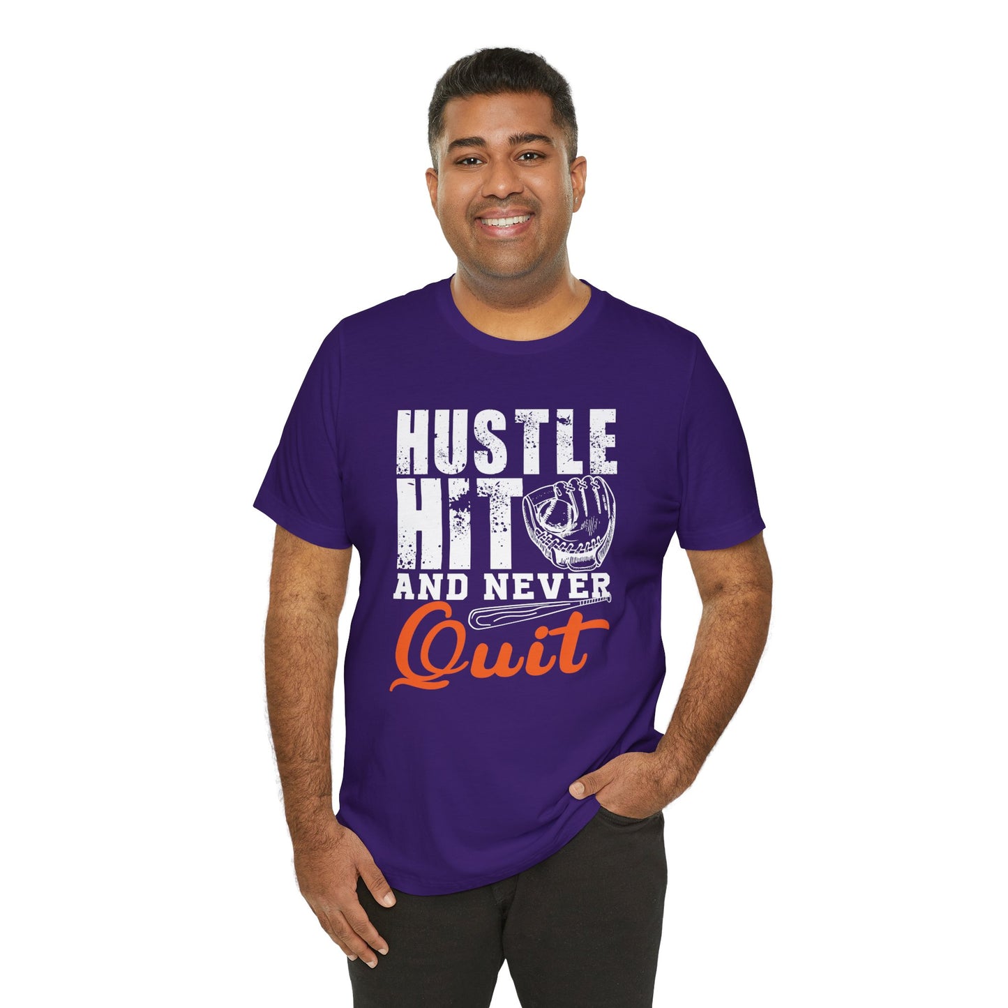 Baseball: Hustle Hit And Never Quit - Unisex Jersey Short Sleeve Tee