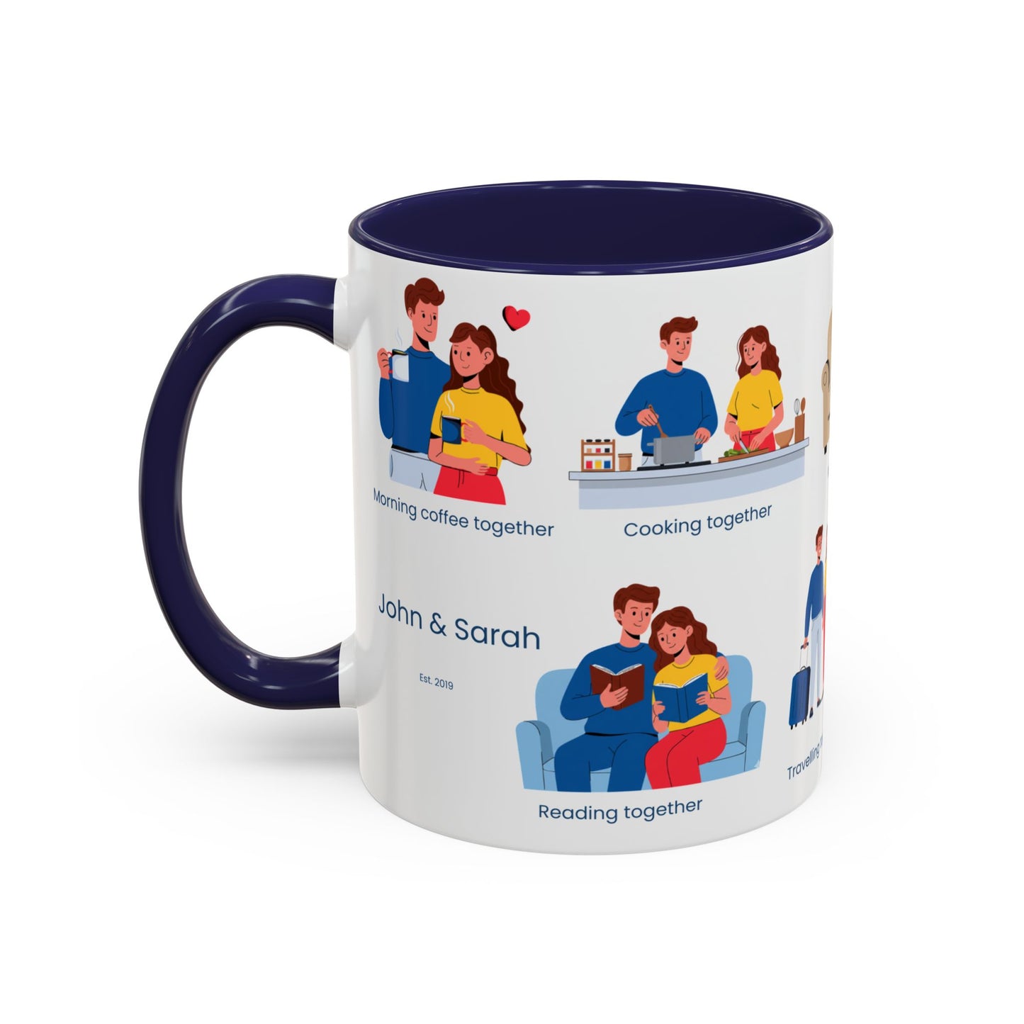Our Favorite Things to Do Valentine’s Mug – Cozy Couples Illustrated Accent Coffee Mug - 14704