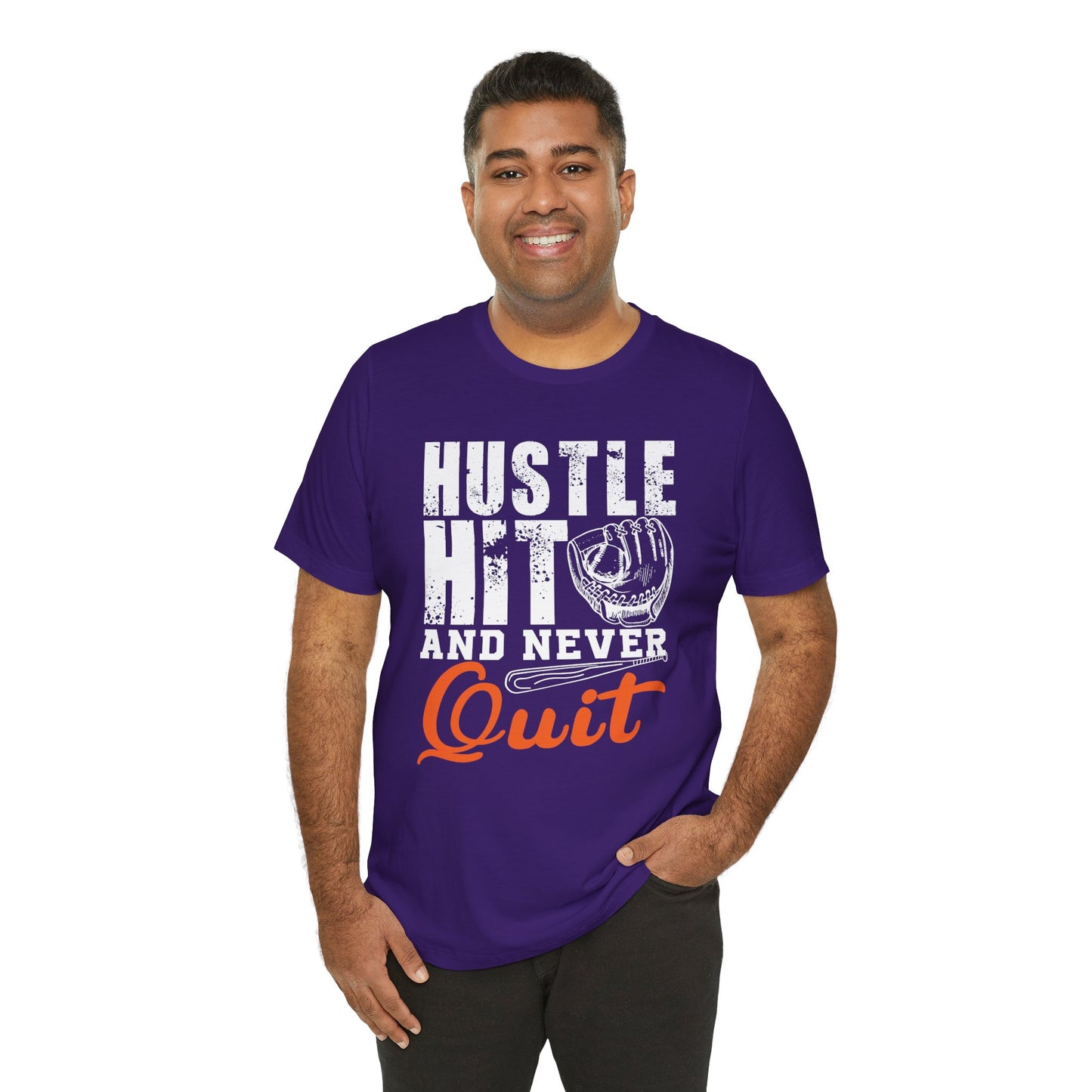Baseball: Hustle Hit And Never Quit - Unisex Jersey Short Sleeve Tee - 13859