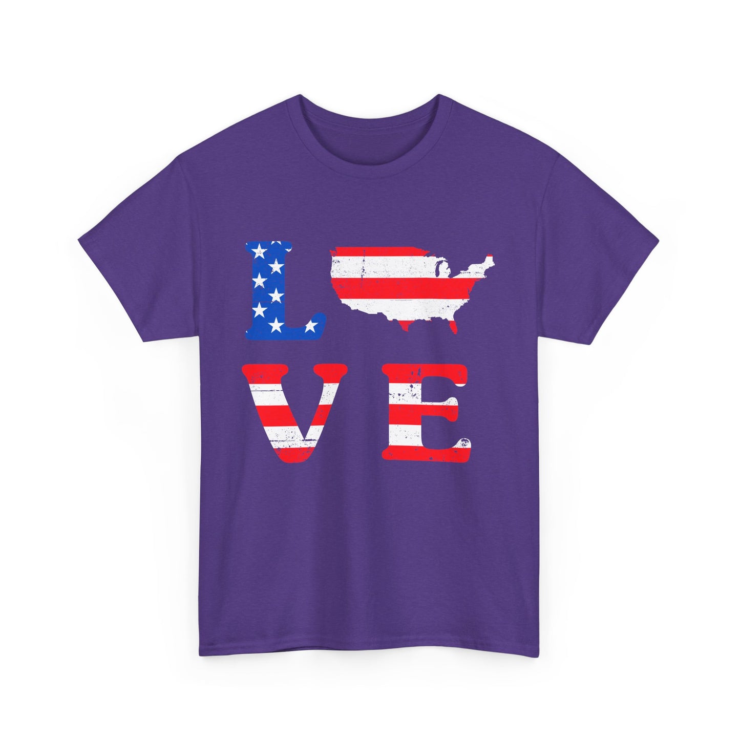 Patriotic Love Tee | Unisex Heavy Cotton T-Shirt, USA Love Shirt, 4th of July Gift, Casual Wear, Independence Day Apparel - 13696