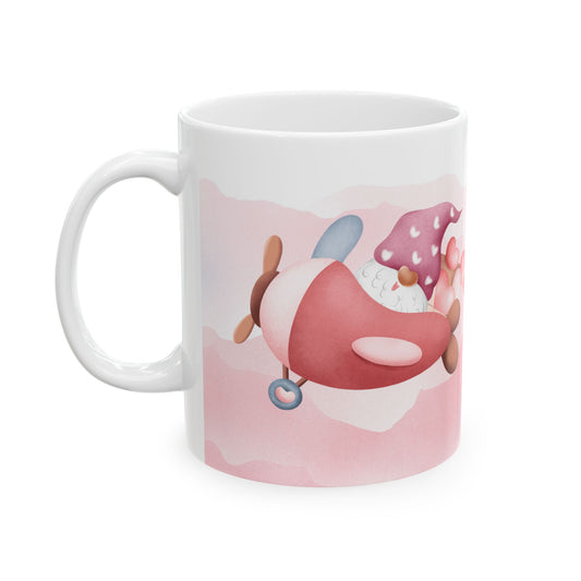 Gnome on a Plane, Happy Valentine's Day - Ceramic Mug, (11oz, 15oz) - 11132