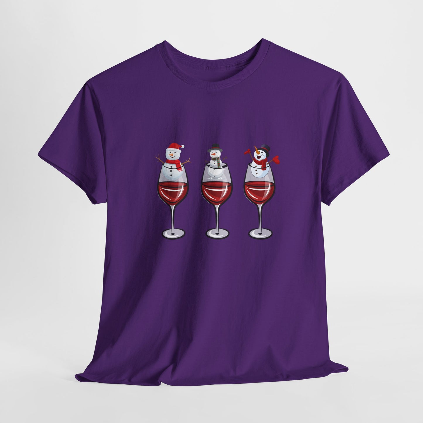 Snowmen & Glass of Wine - Unisex Heavy Cotton Tee