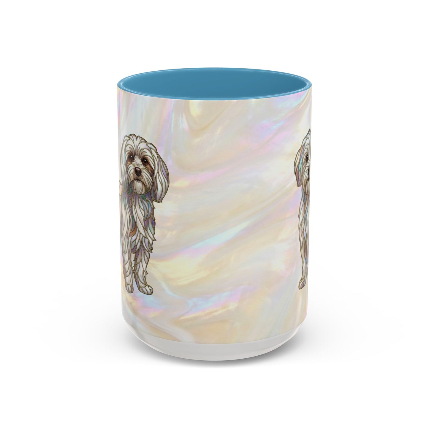 Maltese Dog Accent Coffee Mug – Stained Glass Design 11/15oz - 14642