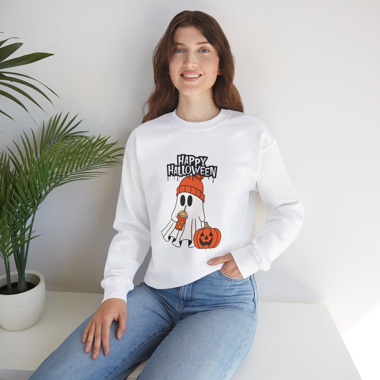 Happy Halloween, Ghost - Unisex Heavy Blend™ Crewneck Sweatshirt