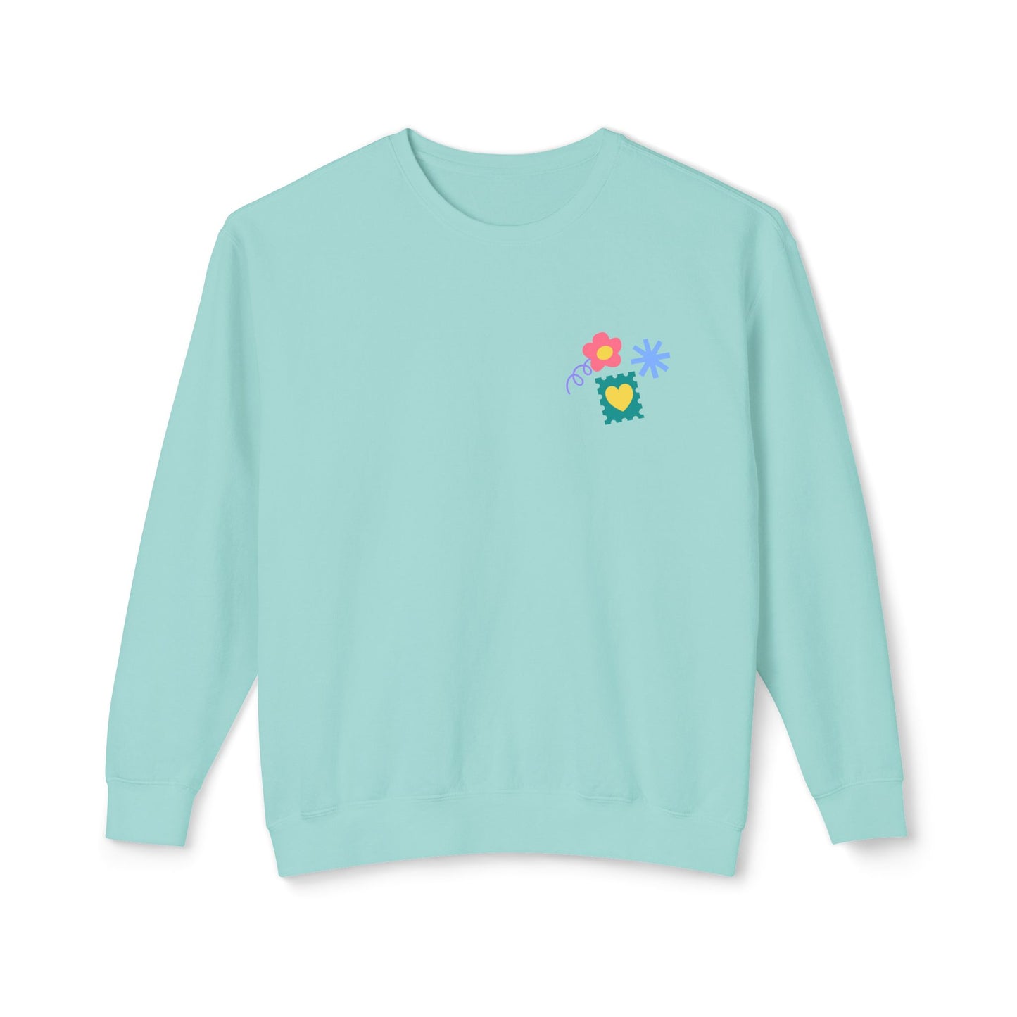 Flowers, Heart, Rainbow, Happy Face - Unisex Lightweight Crewneck Sweatshirt - 11485