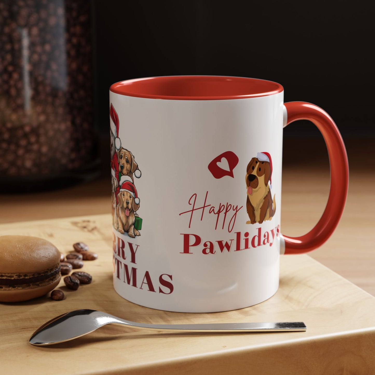 Dogs, Merry Christmas - Accent Coffee Mug (11, 15oz)