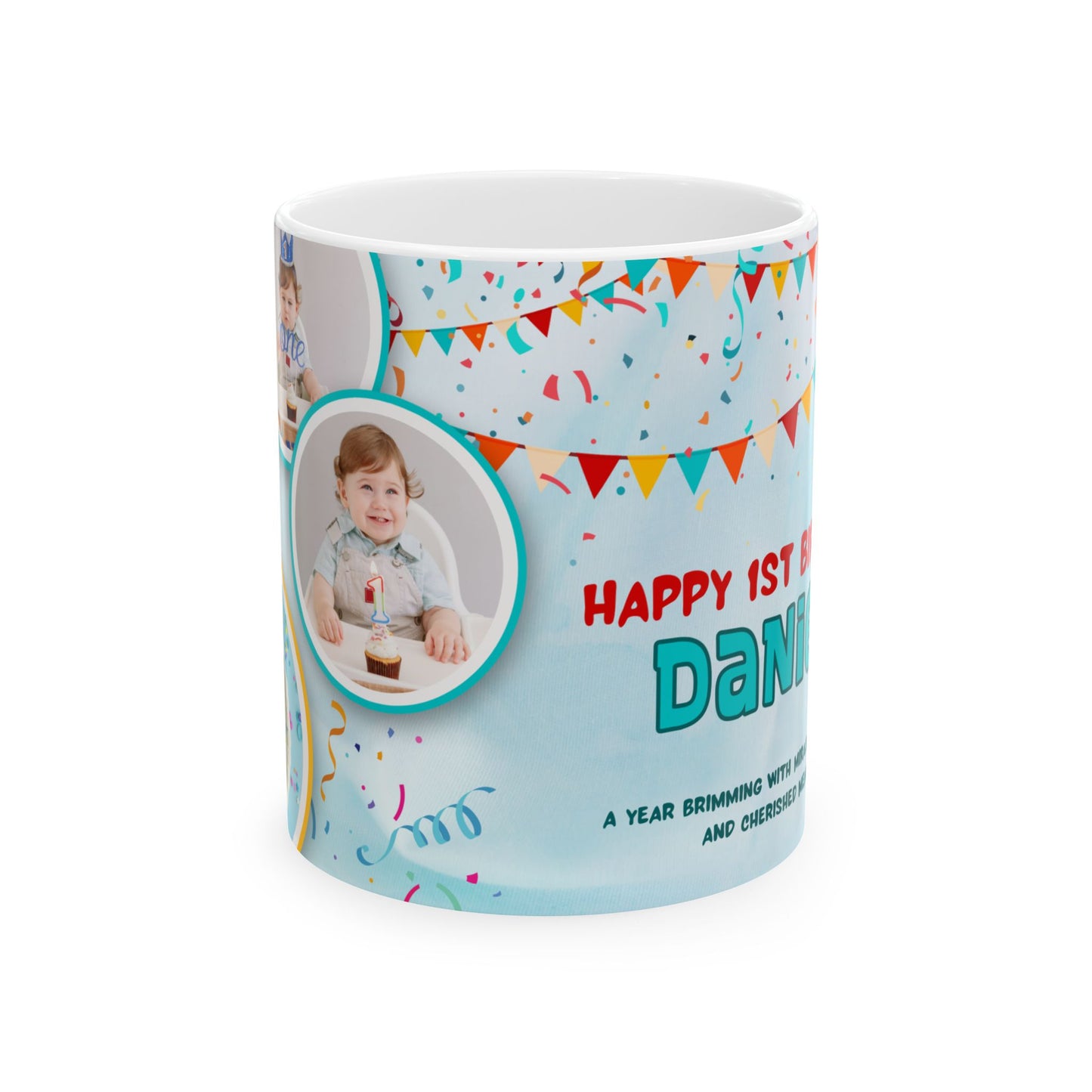 Personalized Birthday Mug, Custom Celebration Cup for Kids, 1st Birthday Gift, Party Favor, Photo Mug - 13996