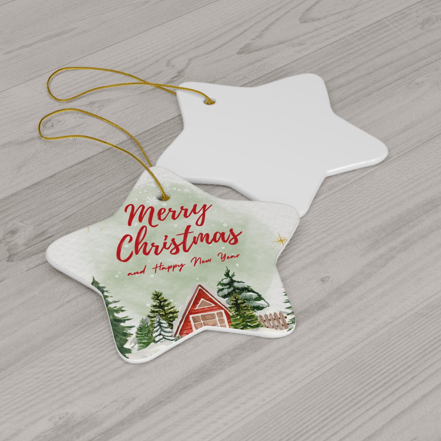 Merry Christmas & Happy New Year - Ceramic Ornament, 4 Shapes