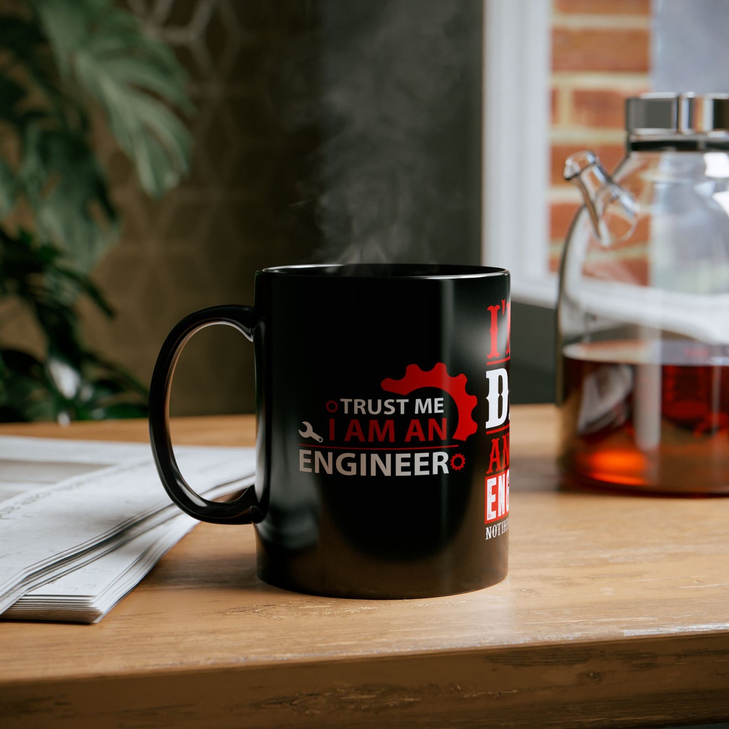 I'm A Dad & An Engineer, Nothing Scares Me  - Black Mug (11oz, 15oz)