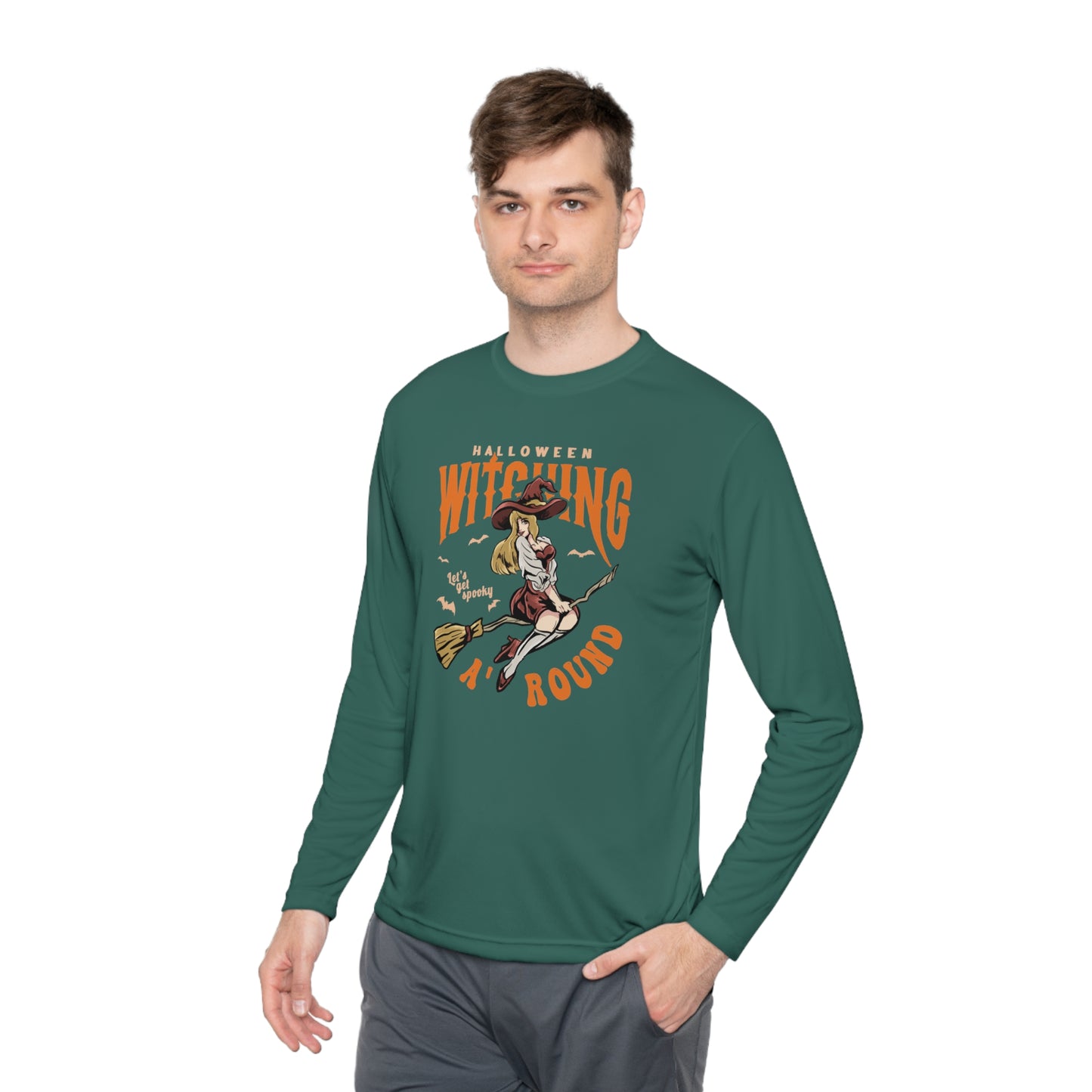 Halloween Witching, Let's Get Spooky Around - Unisex Lightweight Long Sleeve Tee