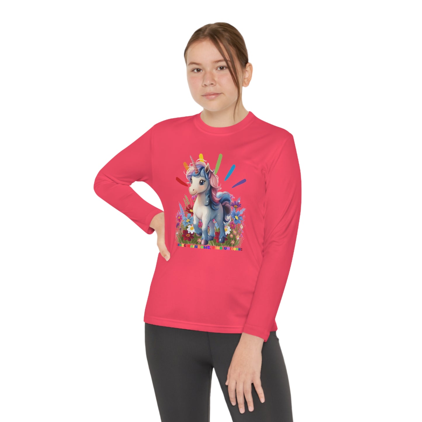 Chase Rainbows, Find Unicorns - Youth Long Sleeve Competitor Tee