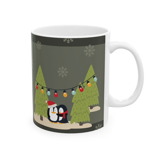 Dog & Penguins, Merry Christmas - Ceramic Mug, (11oz, 15oz) - 10912