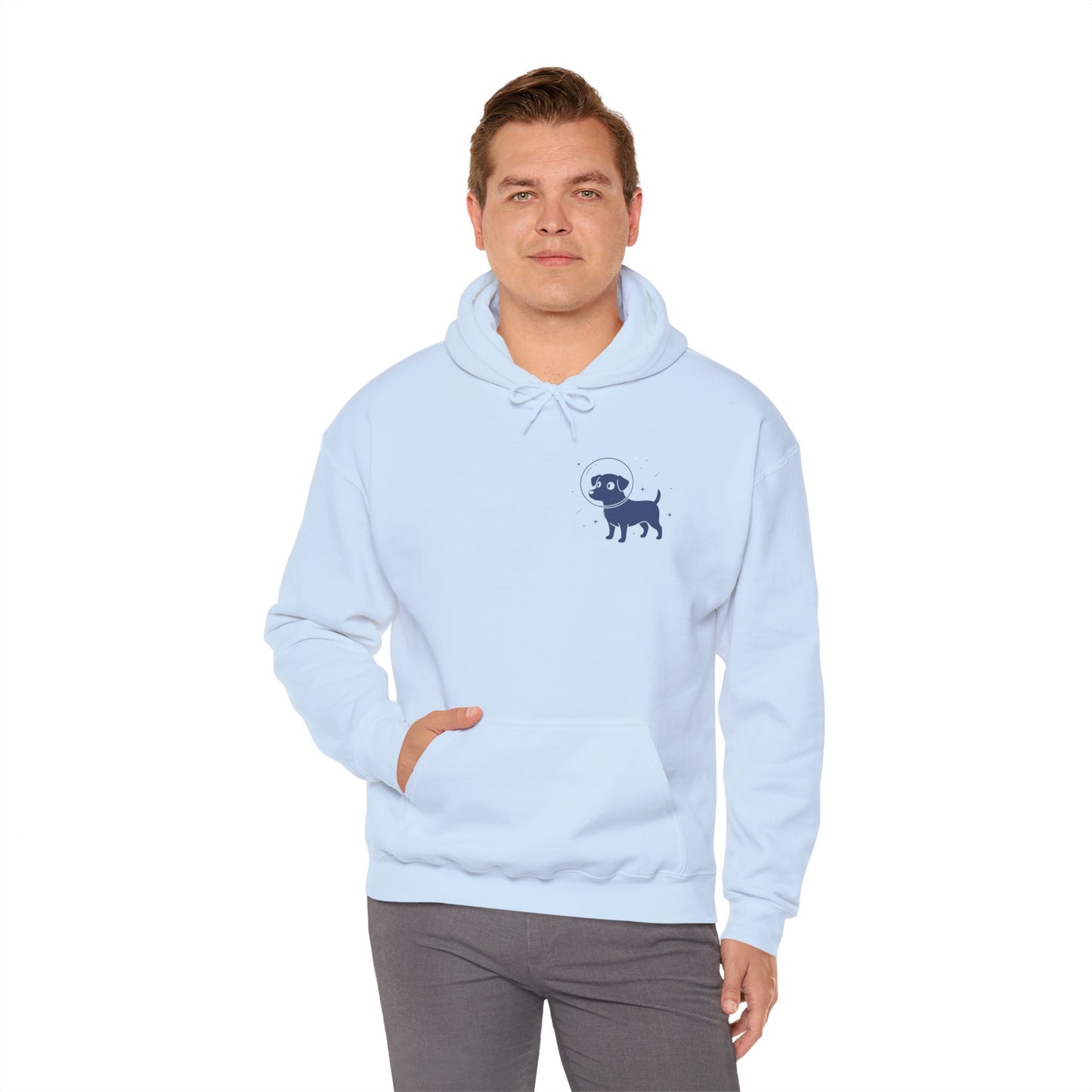Dog in Space Hoodie – Space Puppy Graphic Hooded Sweatshirt, Unisex Heavy Blend™ - 14679