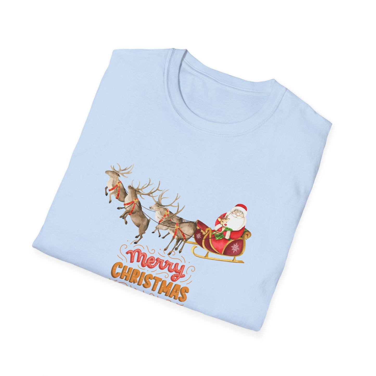 Santa & Reindeers - Unisex Softstyle T-Shirt - 10024