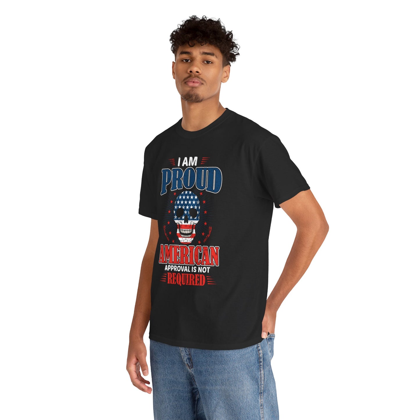 "I'm a Proud American" Unisex Heavy Cotton Tee, Patriotic Shirt, Independence Day Apparel, Casual Wear, Gift for Veterans - 13637