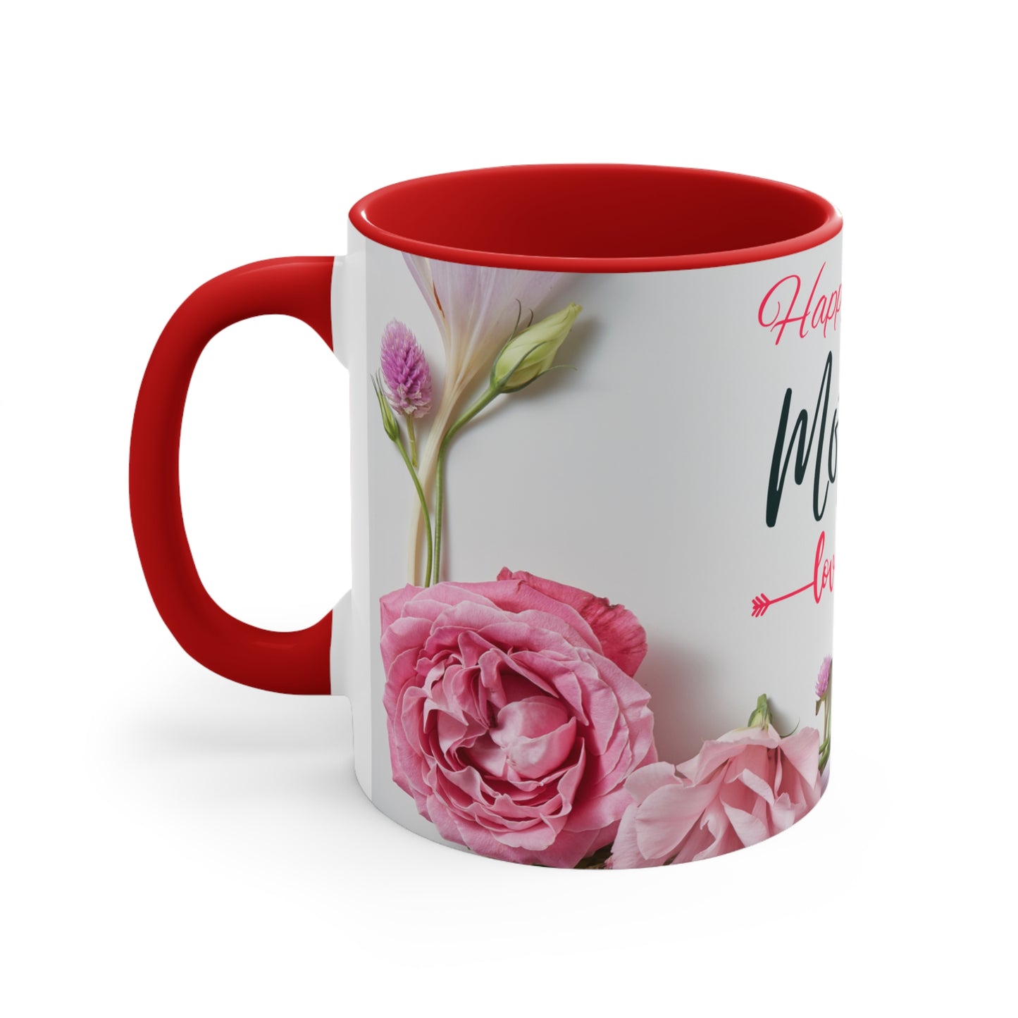 Mother’s Day Floral Mug – Happy Mother’s Day Pink Accent Coffee Cup Gift for Mom (11oz) - 14886
