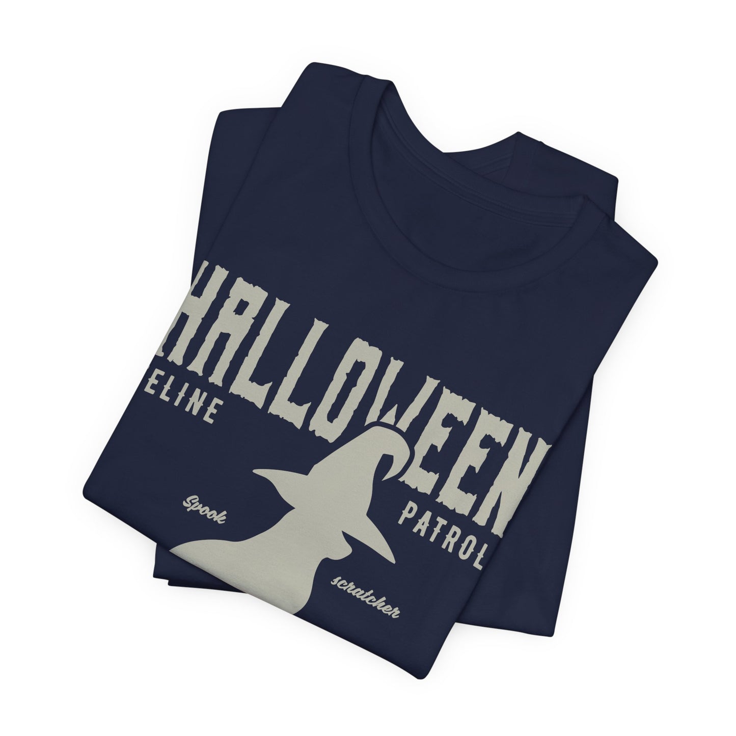 Halloween Feline Patrol, Spook Scratcher, Black Cats Unite  - Unisex Jersey Short Sleeve Tee - 12928