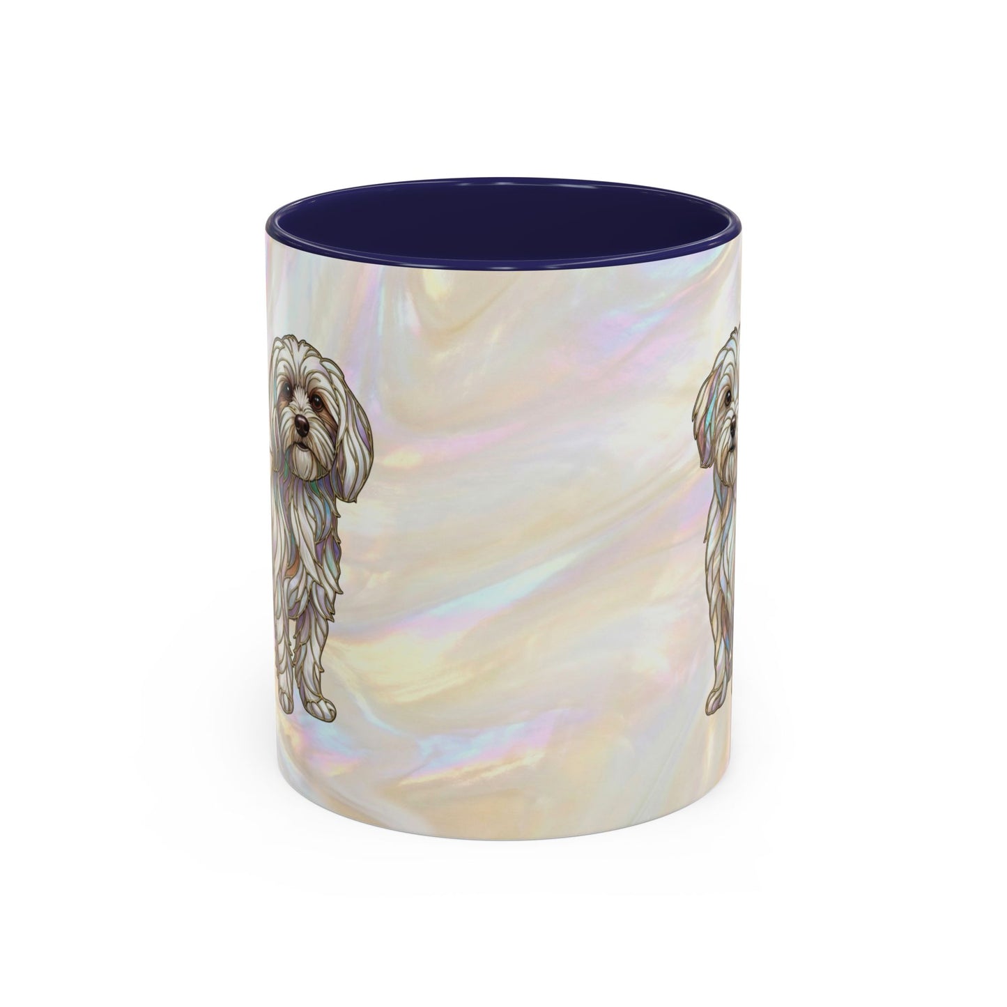Maltese Dog Accent Coffee Mug – Stained Glass Design 11/15oz - 14642