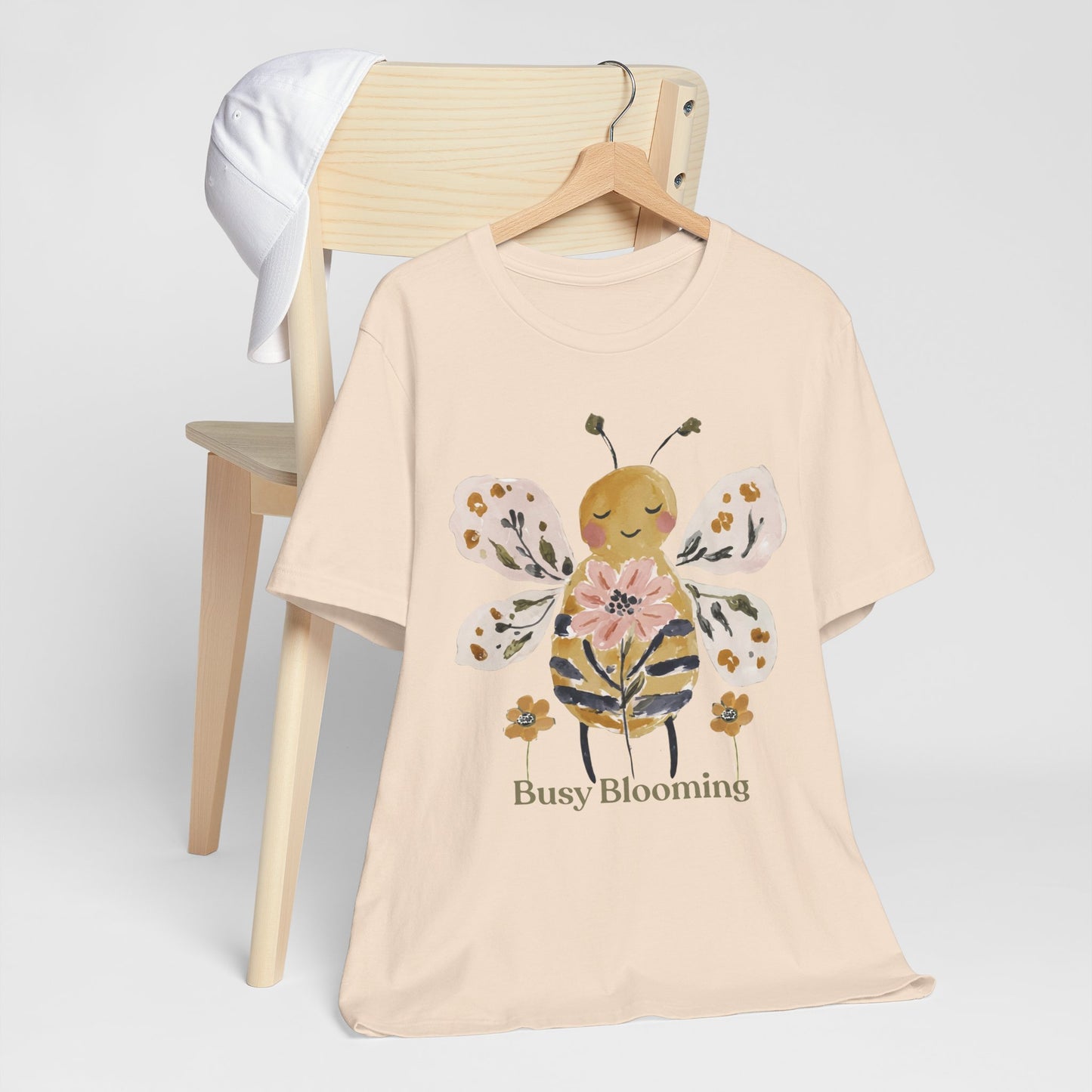 Busy Blooming Bee T-Shirt, Cute Watercolor Floral Bee Tee - 14960