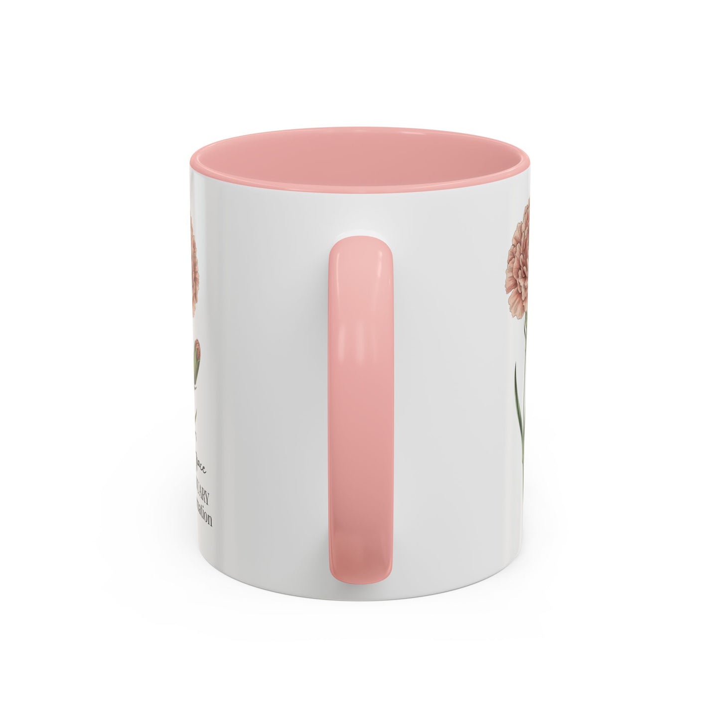 January Carnation Birth Flower Accent Coffee Mug – Customizable (11oz / 15oz) - 14671