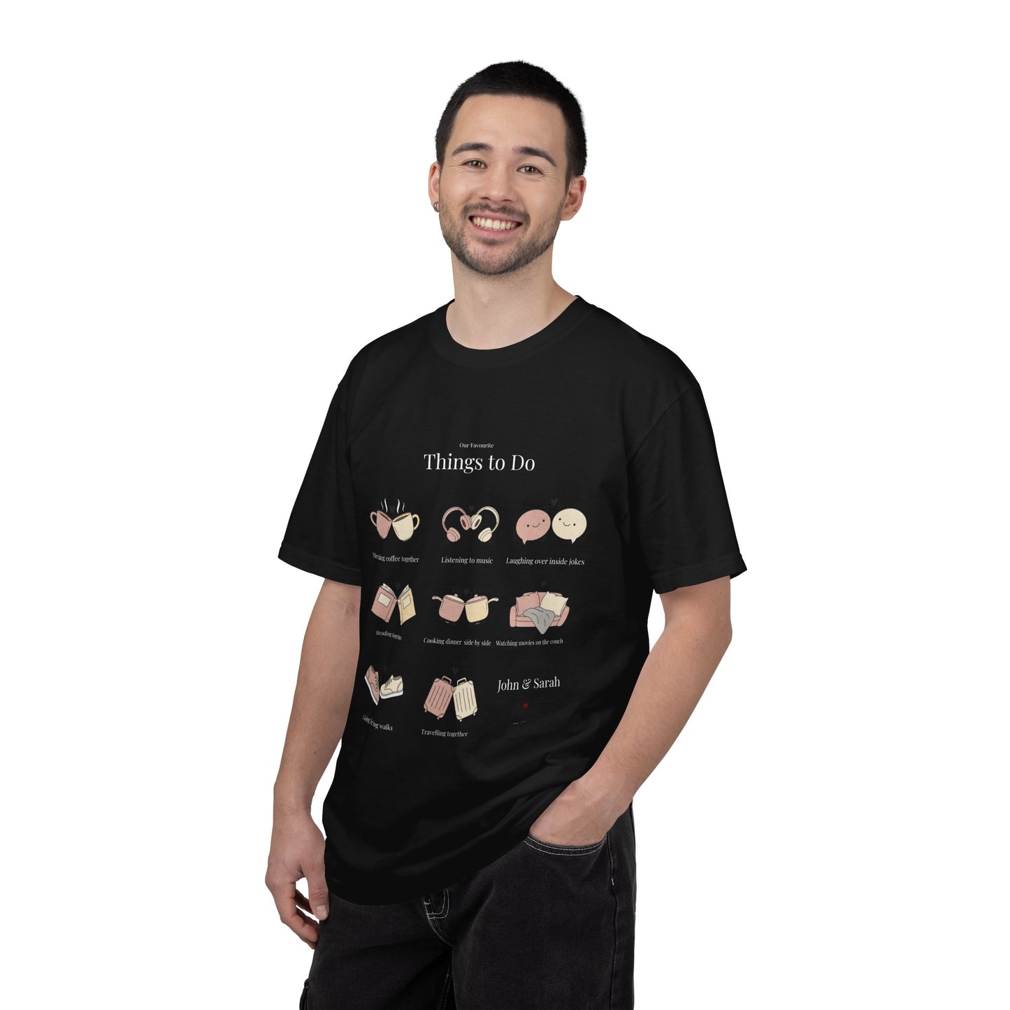Our Favourite Things to Do Together – Personalised Valentine’s Illustration T-Shirt Gift - 14720