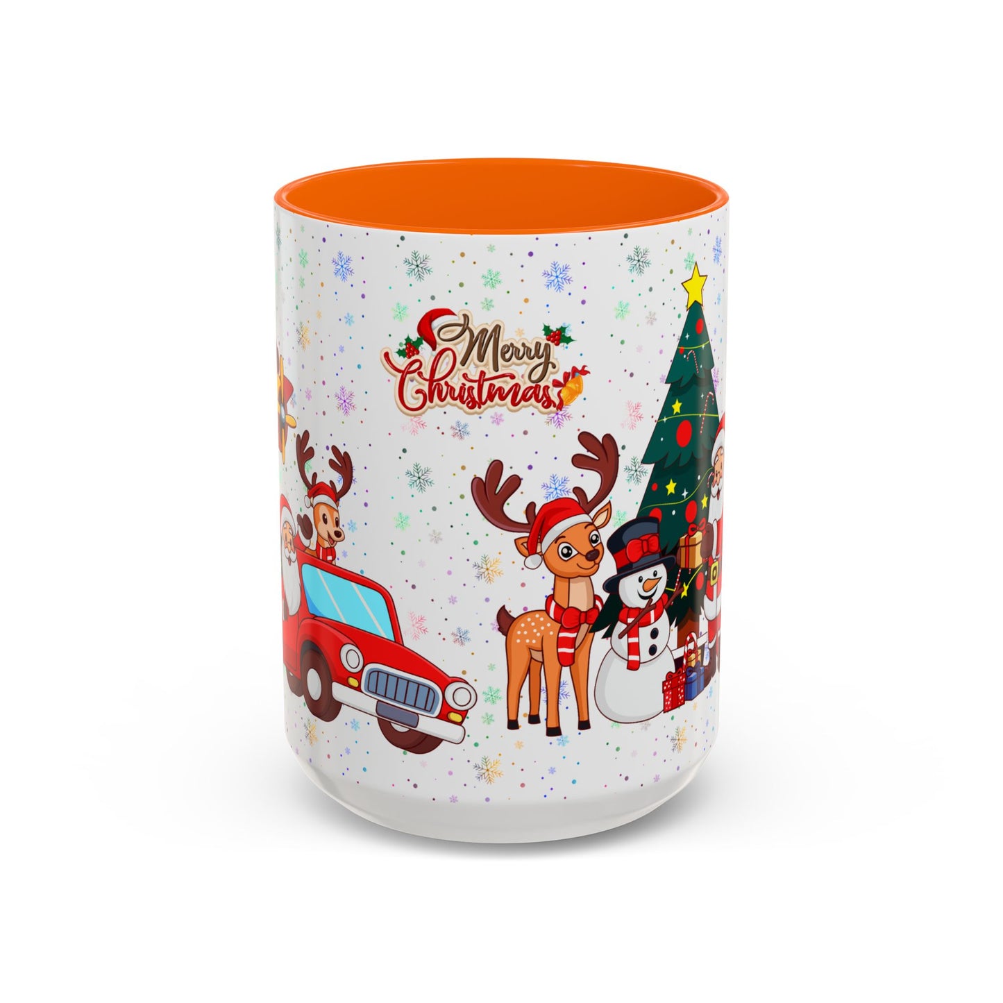 Christmas Party, Santa, Snowman, Reindeer - Accent Coffee Mug (11, 15oz) - 10426