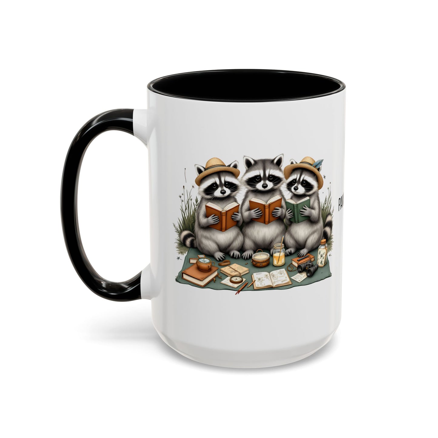 Paws & Pages Raccoon Reading Mug – Cute Book Lover Coffee Cup Gift (11oz / 15oz) - 14814