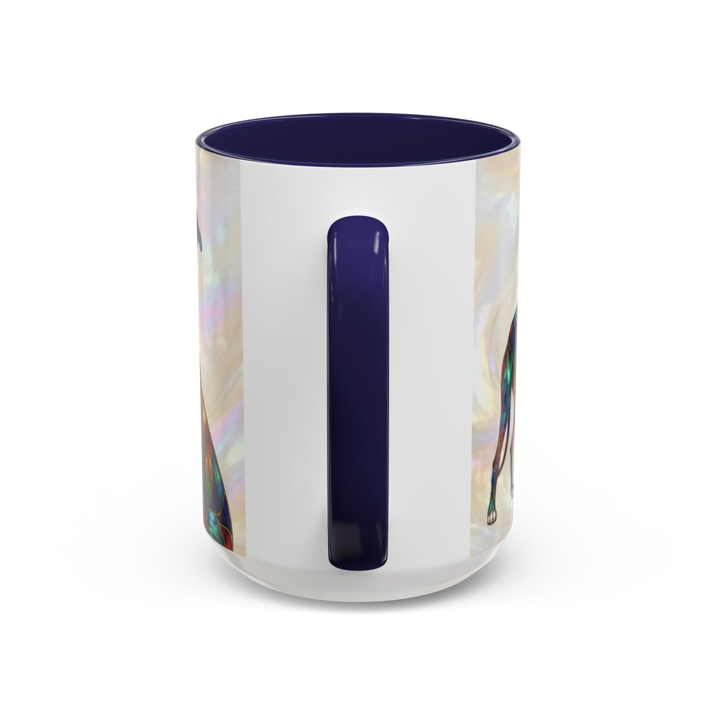 Personalized Greyhound Coffee Mug – Stained Glass Dog Accent Mug (Name Customizable)  - 14523