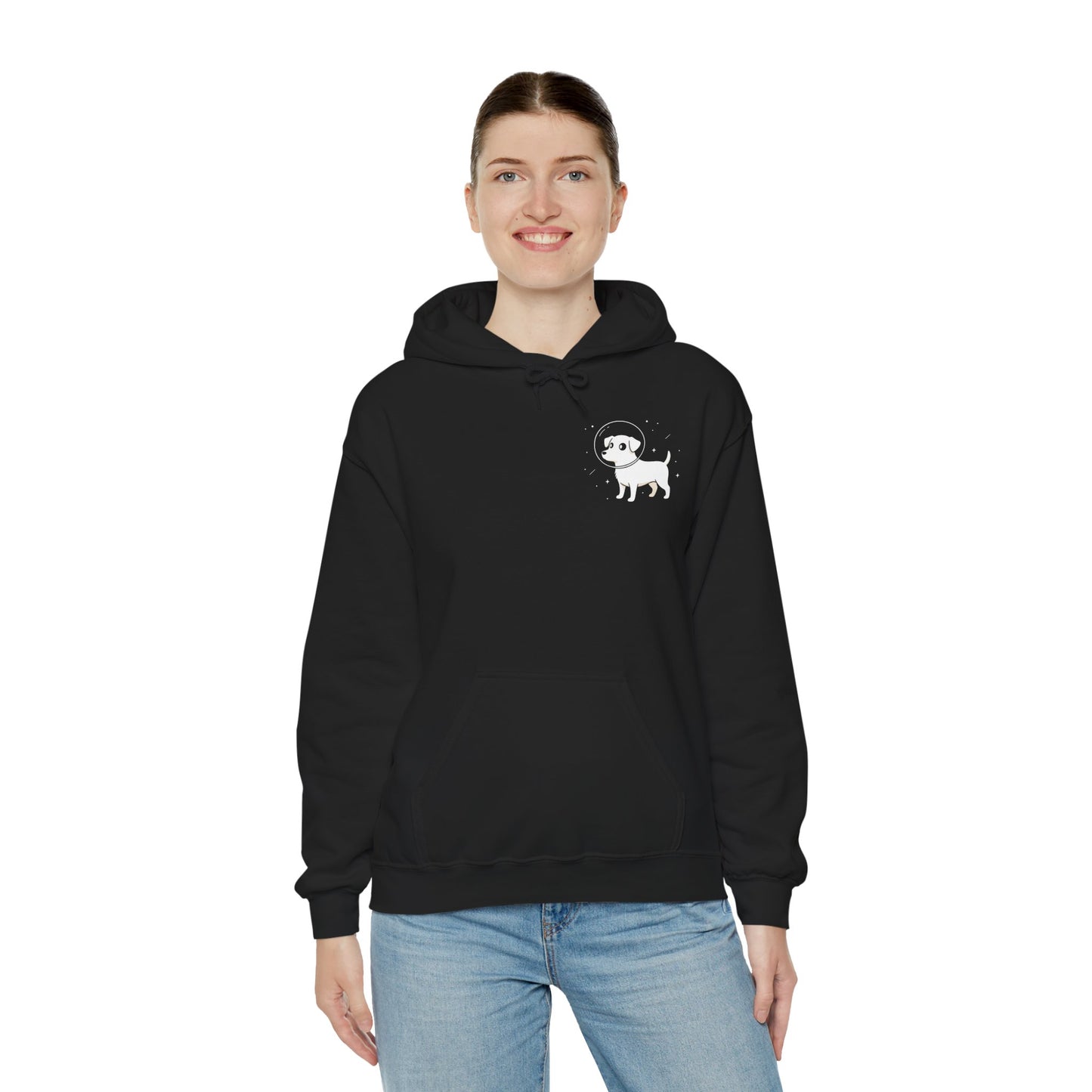Dog in Space Hoodie – Space Puppy Graphic Hooded Sweatshirt, Unisex Heavy Blend™ - 14679