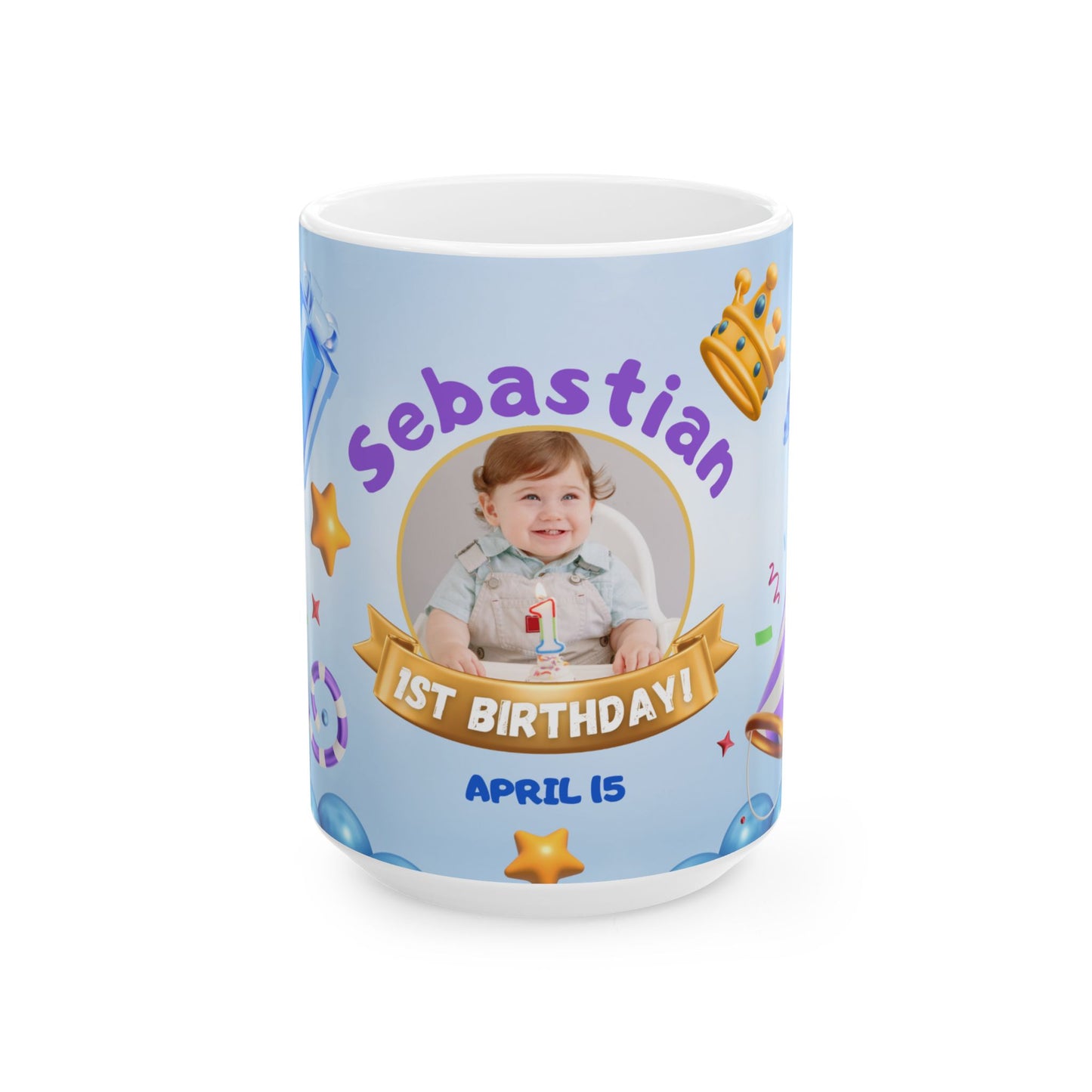 Personalized Birthday Mug, 1st Birthday Gift, Custom Mug, Ceramic Coffee Cup, Celebration Decor, Kids Birthday Gift - 13973