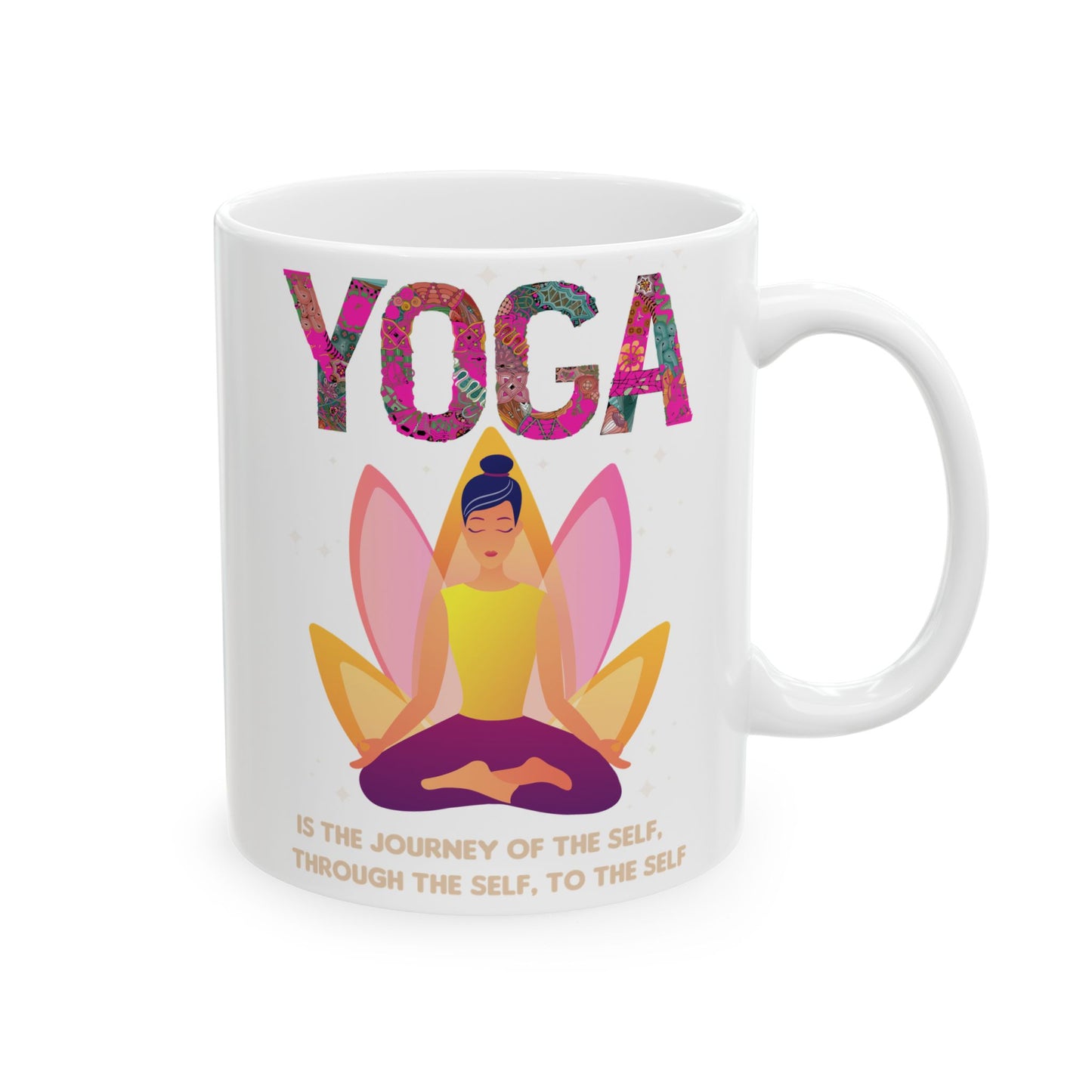 "Yoga Is The Journey Of The Self Through The Self To The Self" Ceramic Mug, 11/15oz - 13213