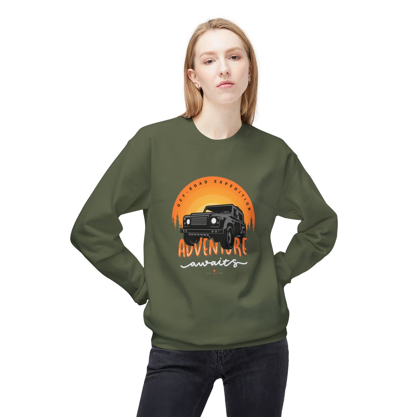 Adventure Awaits - Unisex Midweight Softstyle Fleece Crewneck Sweatshirt - 10744