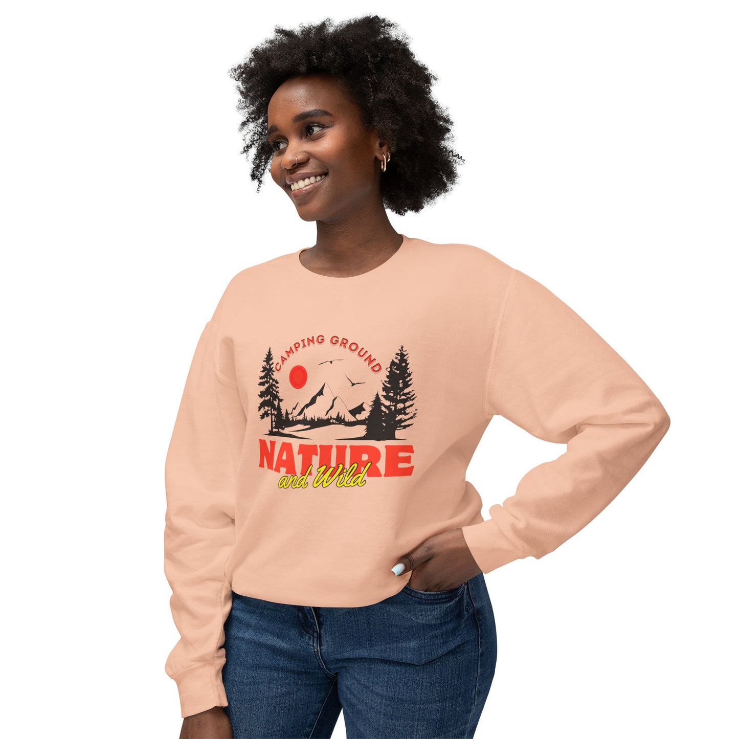 Camping Ground, Nature & Wild - Unisex Lightweight Crewneck Sweatshirt - 10743