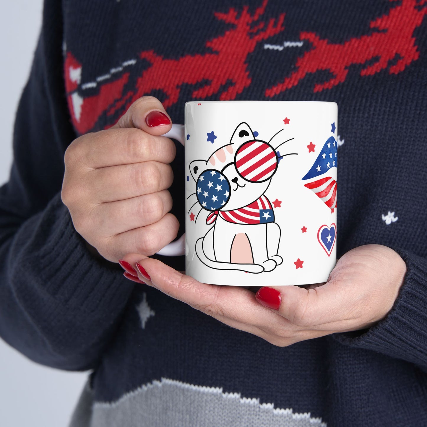 July 4, Cat's Kiss - Ceramic Mug, (11oz, 15oz) - 10586