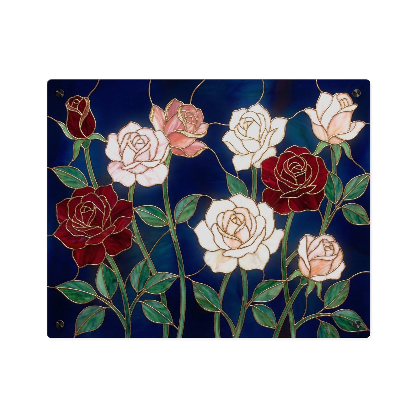 Rose Stained Glass Acrylic Wall Art Panel — Floral Garden Decor - 14604