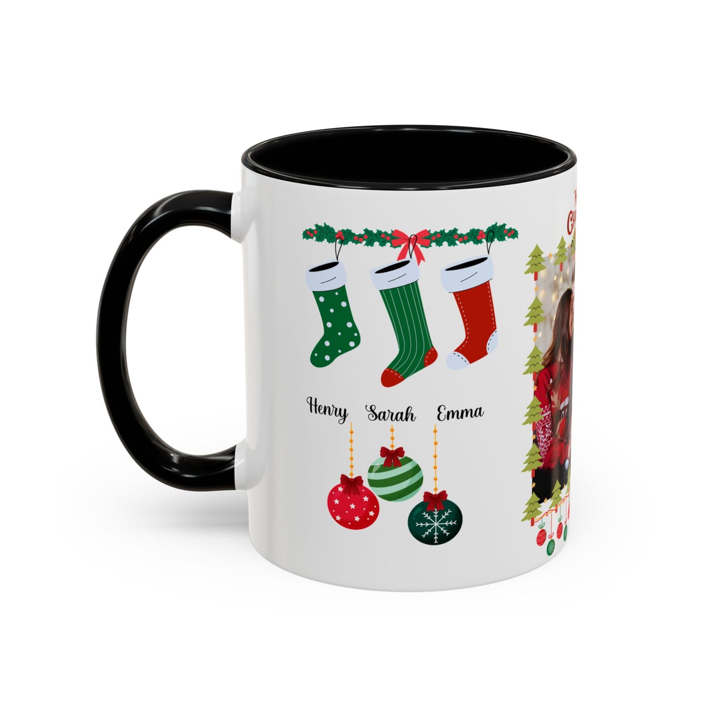 Christmas, Family Photo, Customizable, Accent Coffee Mug (11, 15oz)