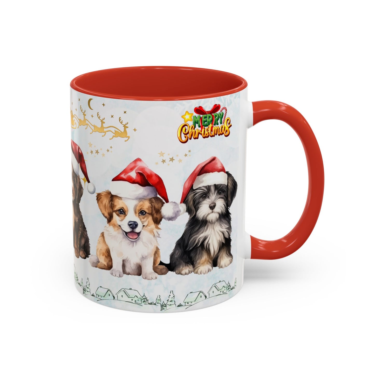 Merry Christmas, Puppies - Accent Coffee Mug (11, 15oz)