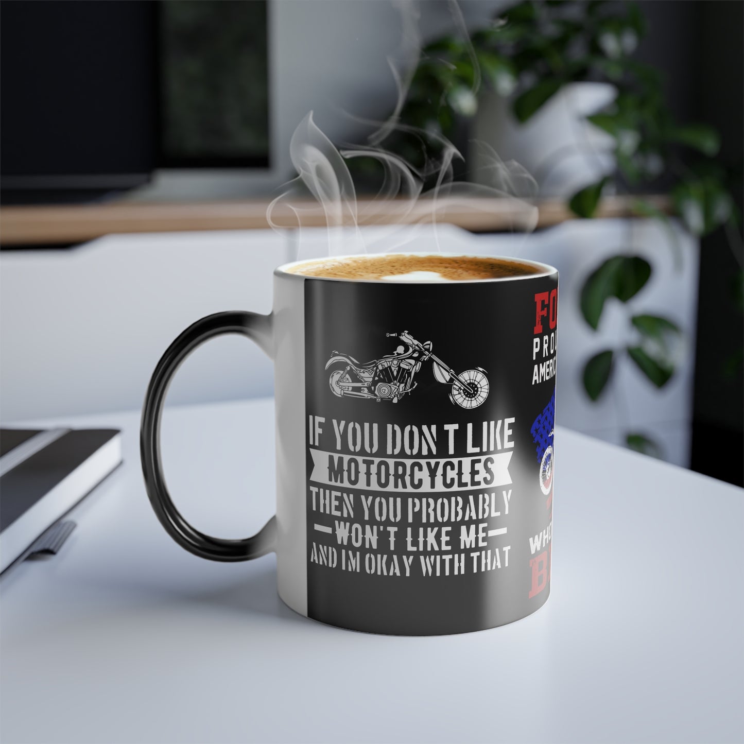 Forever Proud American Dad Who Is Also a Biker - Color Morphing Mug, 11oz