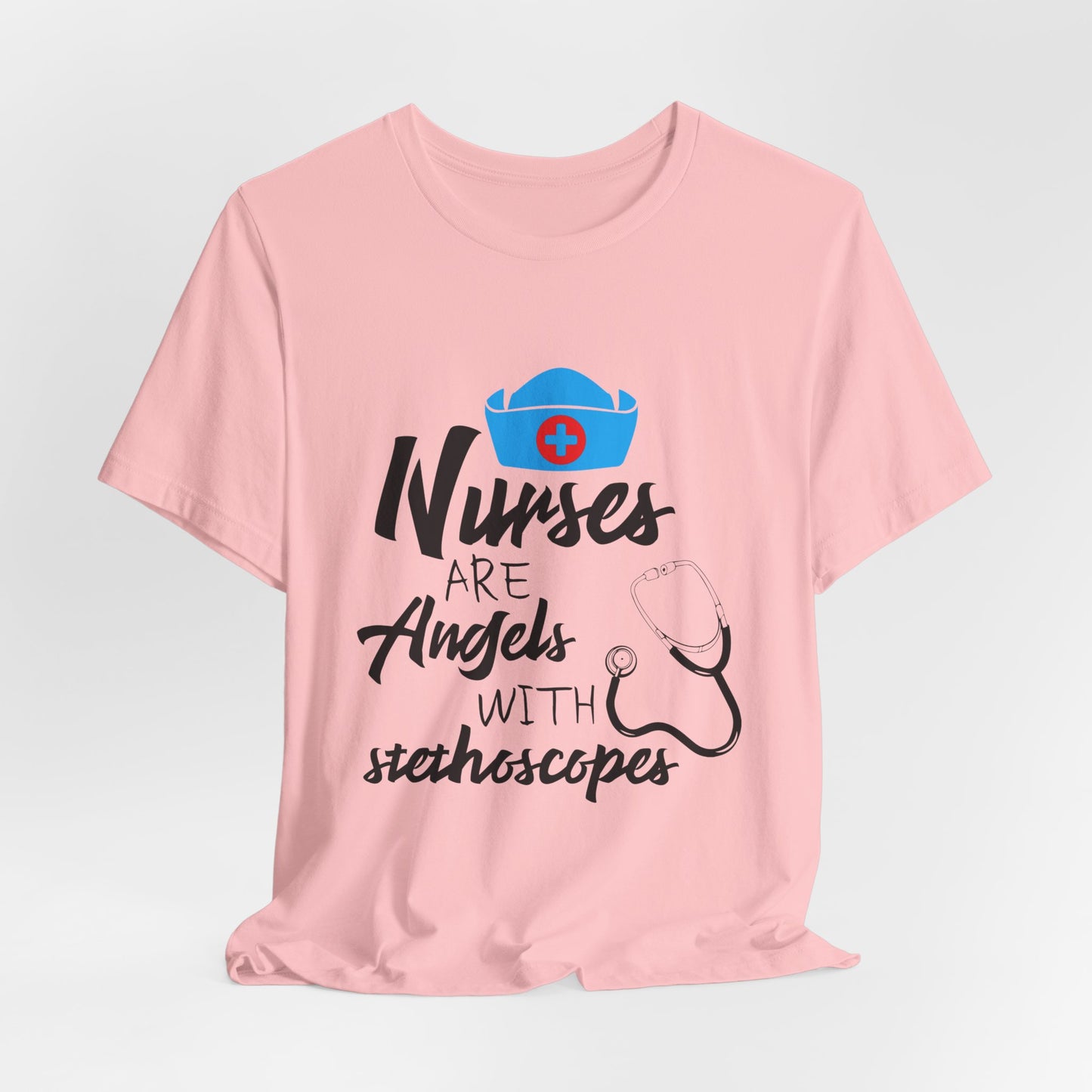 Nurses Are Angels With Stethoscopes - Unisex Jersey Short Sleeve Tee - 13354