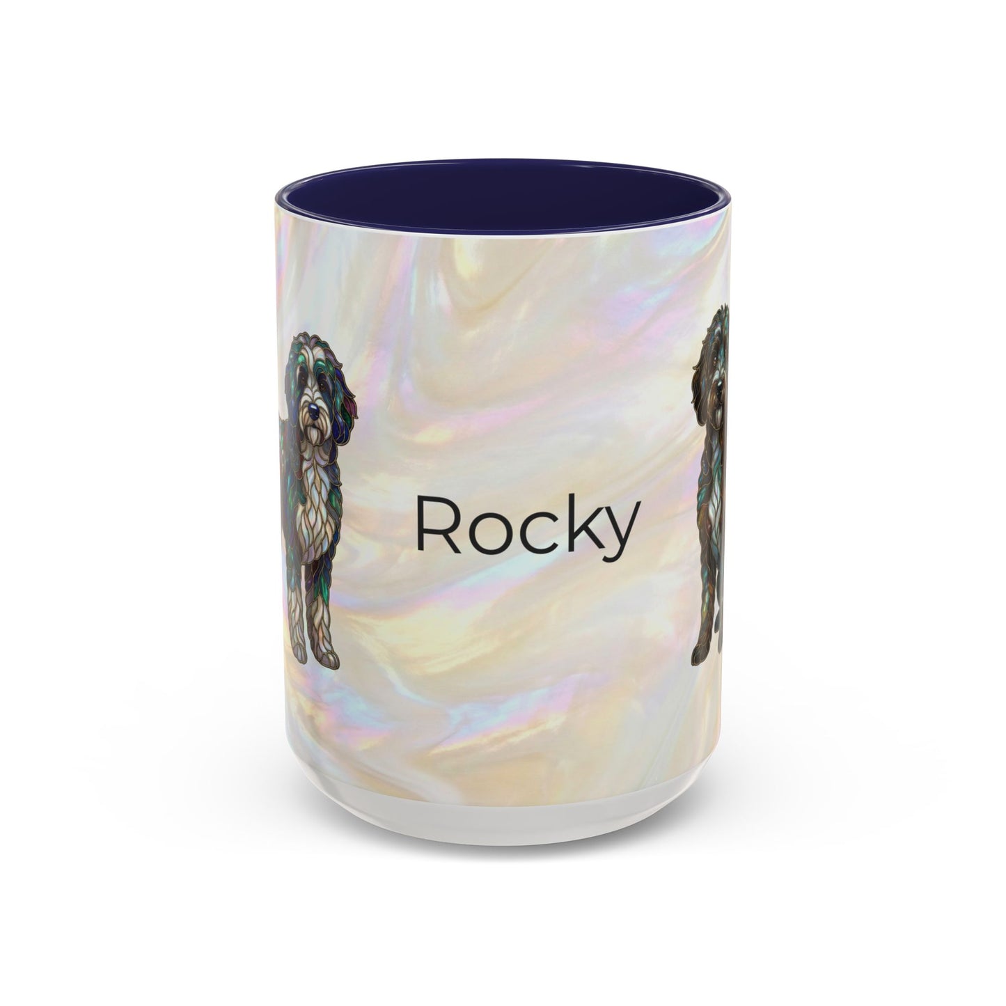 Portuguese Water Dog Accent Coffee Mug — Stained Glass Design (11/15oz) - 14655